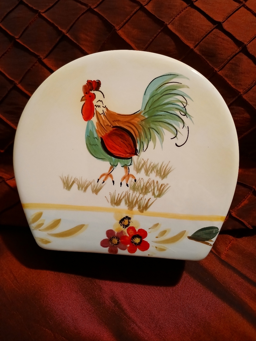 222 Fifth Ceramic Rooster Napkin Holder